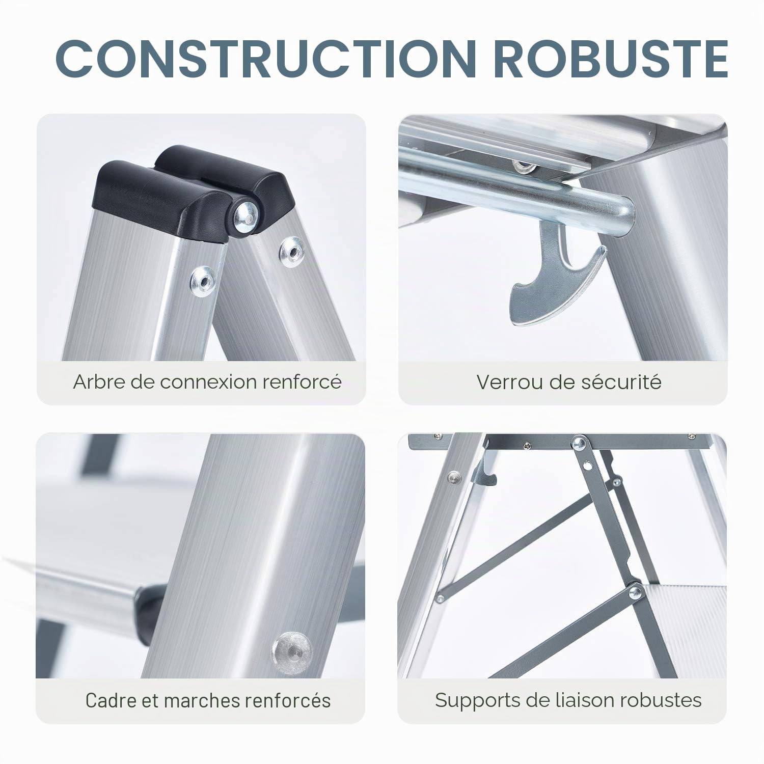 KINGRACK Escabeau 2 marches Aluminium Pliable, Marche Pied Aluminium Pliant, escabeau antidérapant, Petit et Compact, capacité de Charge jusqu'à 150 kg, 2 marches, Marchepieds escamotables