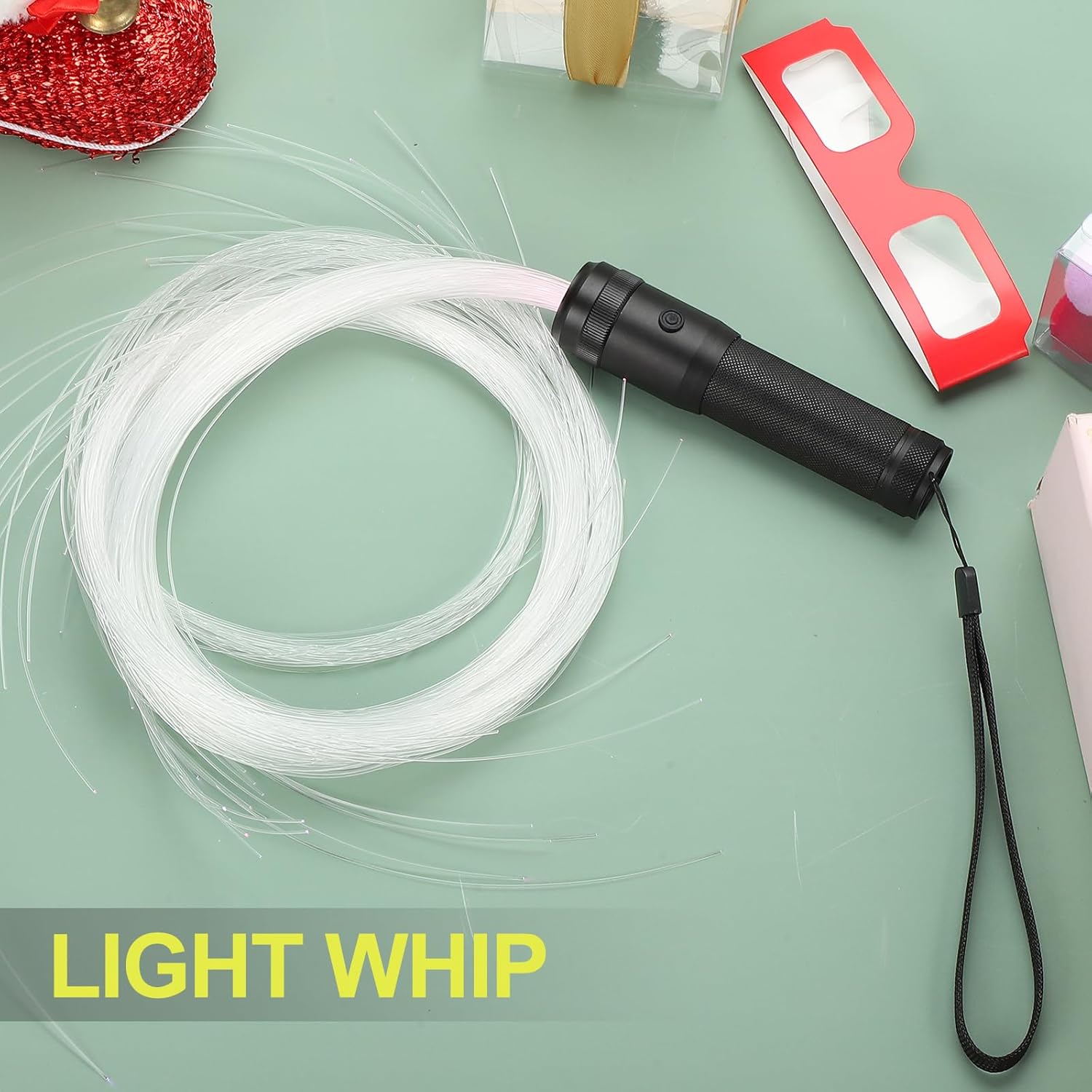 MECCANIXITY LED Fiber Optic Whip Dance, 6ft 10 Colors 36 Rainbow Lights Effect Modes Pixel Glow Whip for Dancing Party Gift
