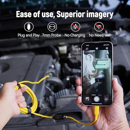 Miniatura 7 de DEPSTECH Cámara endoscópica con luces, sonda delgada de 0.276 in, cámara de inspección de boroscopio con tecnología Bluart 3.0, cable semirrígido de