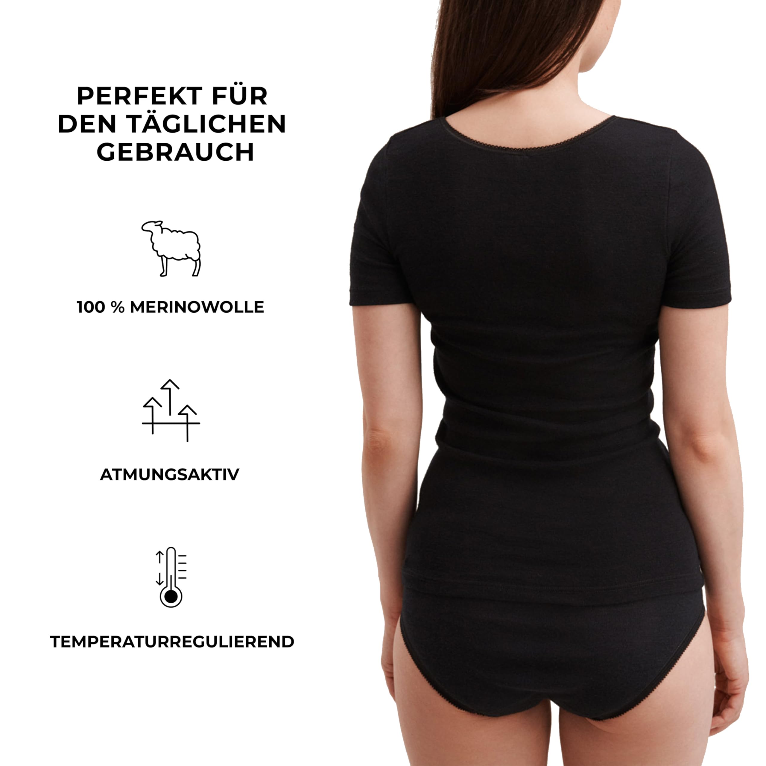 DILLING Damen Merino Wolle T-Shirt – Oberteil Aus 100% Bio Merinowolle – Atmungsaktives Kurzarmshirt Ohne Superwash