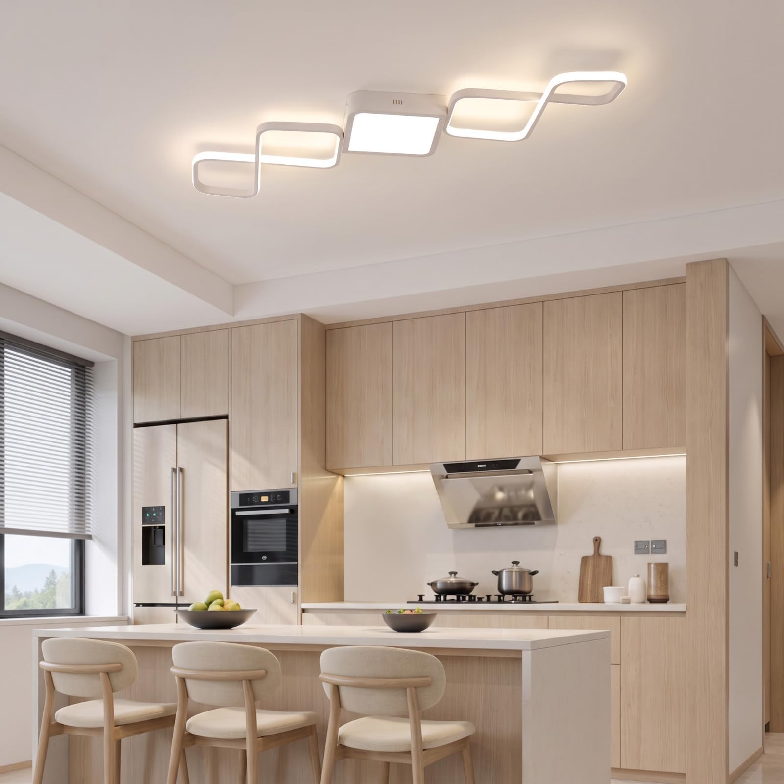 OTREN Plafoniera LED Soffitto Dimmerabile con Telecomando 54W 112cm