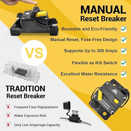 Miniatura 9 de Disyuntor marino impermeable de 150 amperios con reinicio manual para batería de audio estéreo de automóvil, motores de arrastre, barco, ATV,