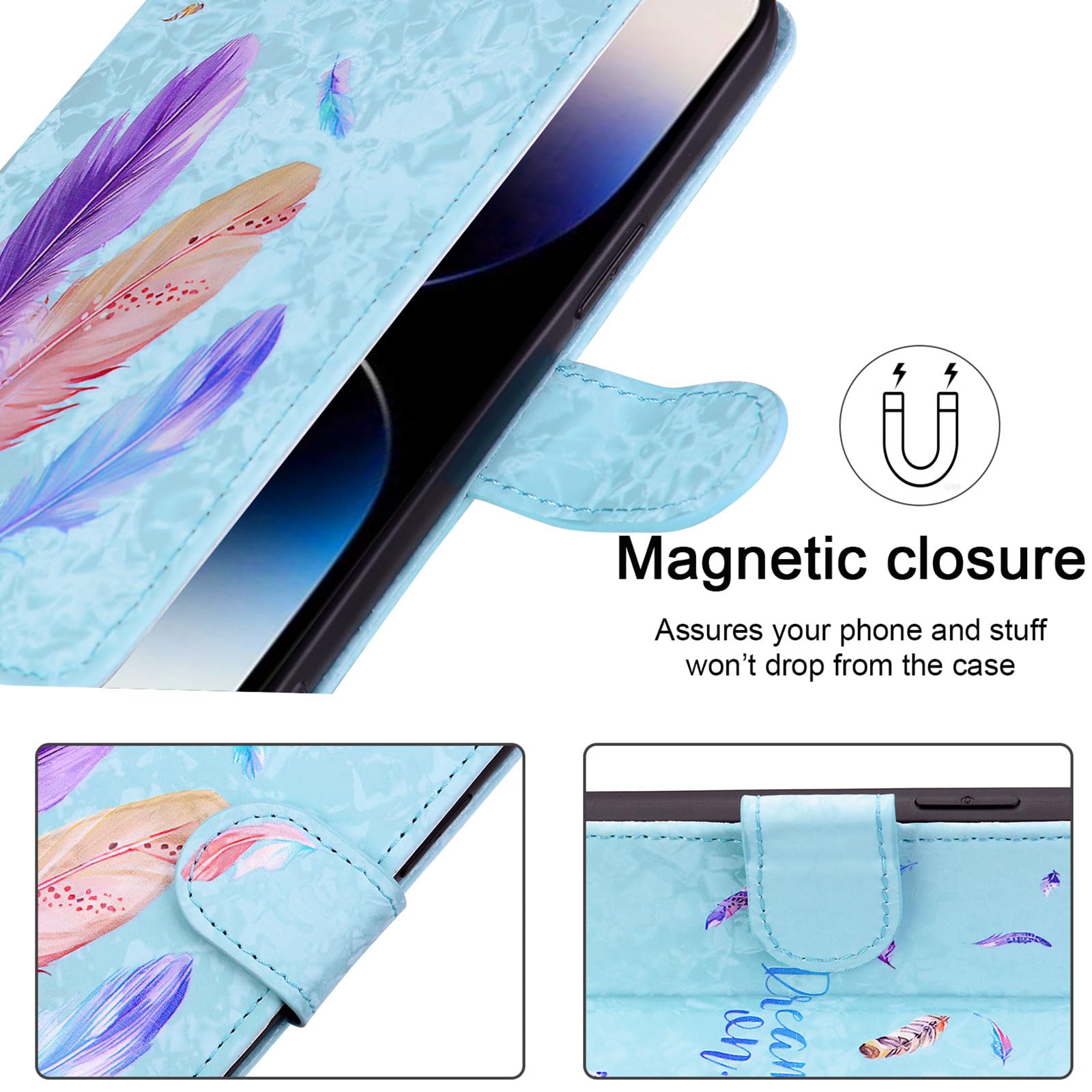 For IPhone 12 Pro / IPhone 12 6.1" Wallet Case, Painting Pattern Premium PU Leather [Credit Card Holder] [Wrist Strap] Flip Stand Feature Purse Case Full Protective Pattern Cover, Coloful Marble