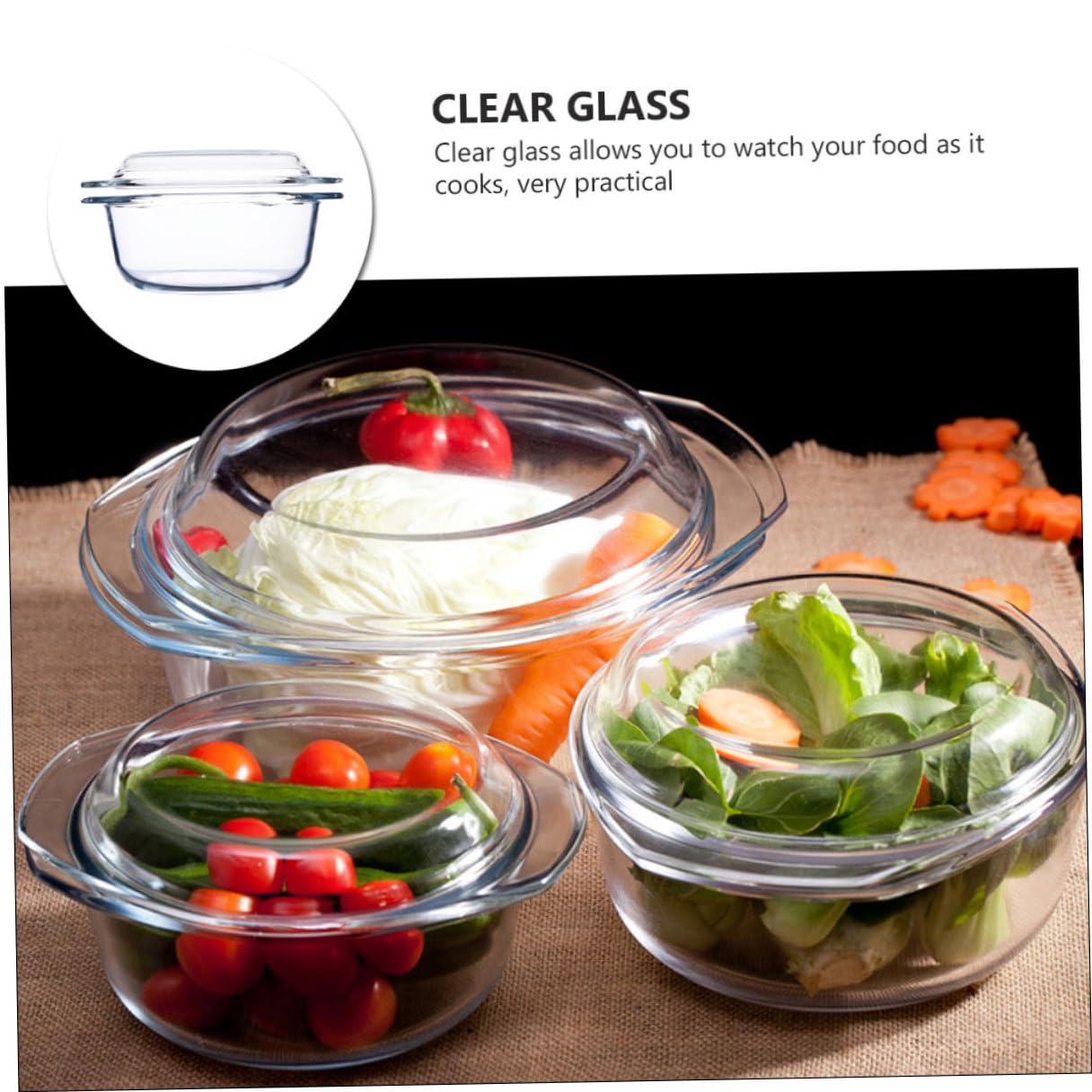 TOYANDONA Hitzebeständiger Glas topf mit Deckel Mikrowellengeeignet Lebensmittelecht Spülmaschinenfest Ofenfest für Suppe und Aufläufe Robustes Hitzebeständiges Glasgeschirr