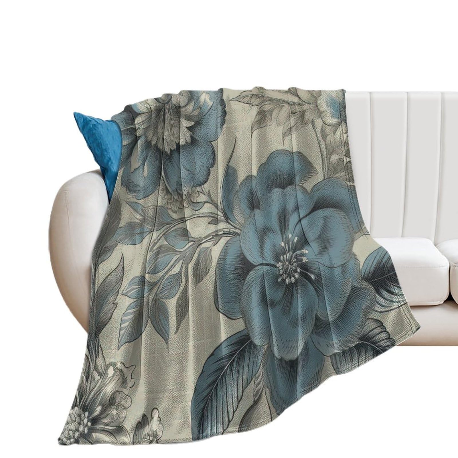 Couverture et jetés en flanelle bleu haut de gamme 153 x 203 cm