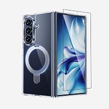 for Samsung Galaxy Z-Fold-6 Case with Hidden Magnetic Kickstand,Bulit-in Screen Protector,MagSafe Compatible, Crystal Clear Anti-Yellow Back, 12FT Military-Grade Drop Protection