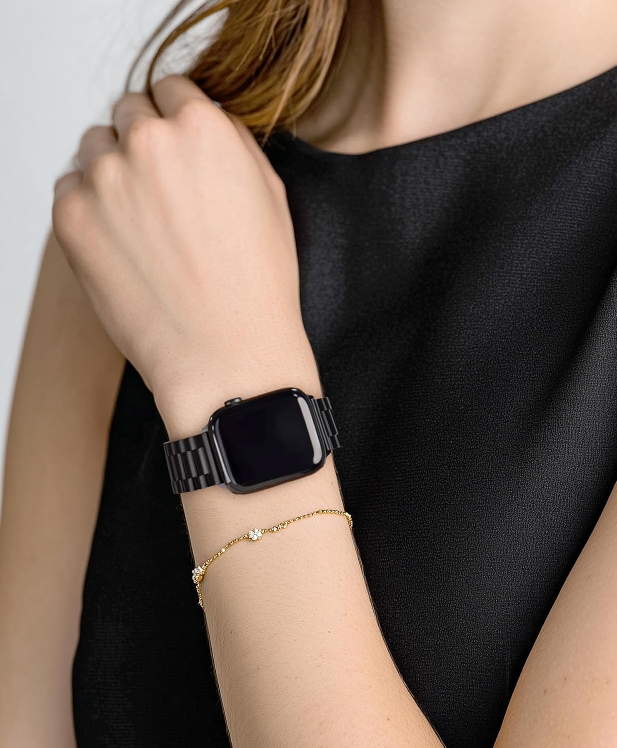 FUNSTONE Metal Band Compatible with Apple Watch Band 42mm(Series 11 10) 41mm(Series 9 8 7) 40mm(Series 6 5 4 SE3/2/1) 38mm(Series 3 2 1), Dressy Stainless Steel iWatch Strap for Women - Image 2