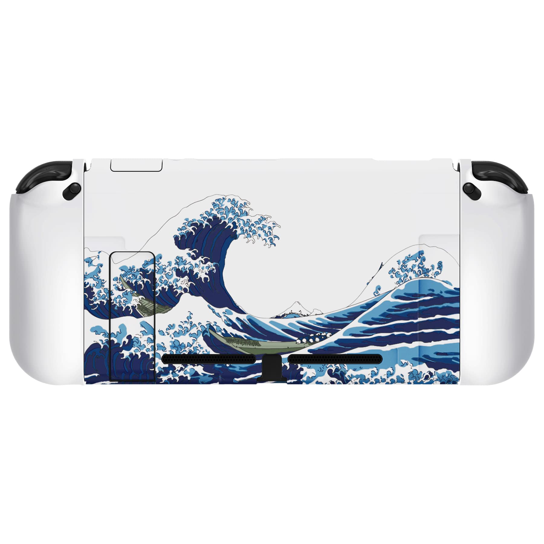 PlayVital Upgraded Dockable Case für Nintendo Switch, Ergonomische Hülle für Nintendo Switch für Joycon, trennbare Schutzhülle Tasch(Die große Welle)