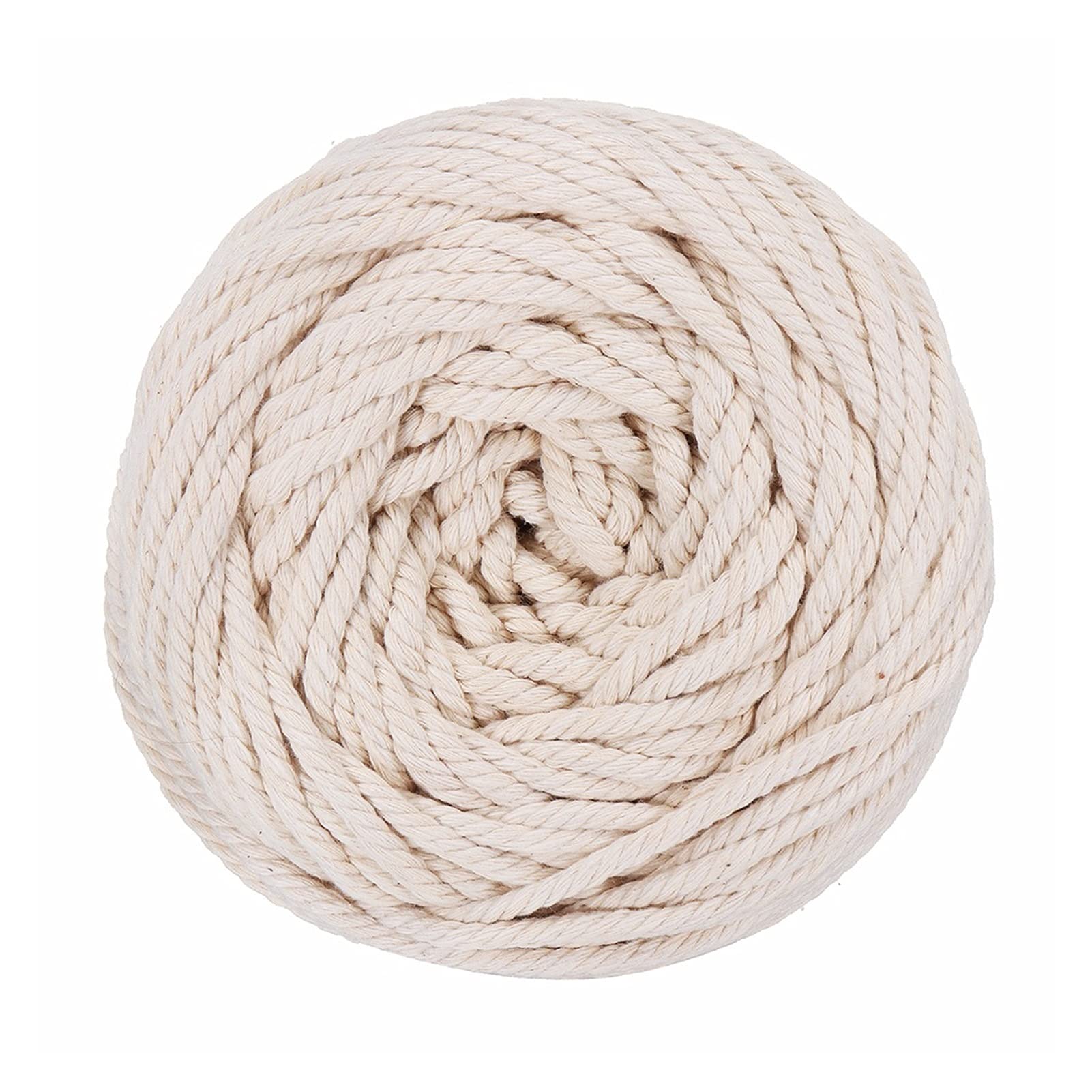 Cadena Durable Natural Beige Blanco Macrame algodón cordón Torcido Cuerda Cuerda DIY jardín Patio casero Accesorios Textiles artesanía 4mmx100m para Manualidades