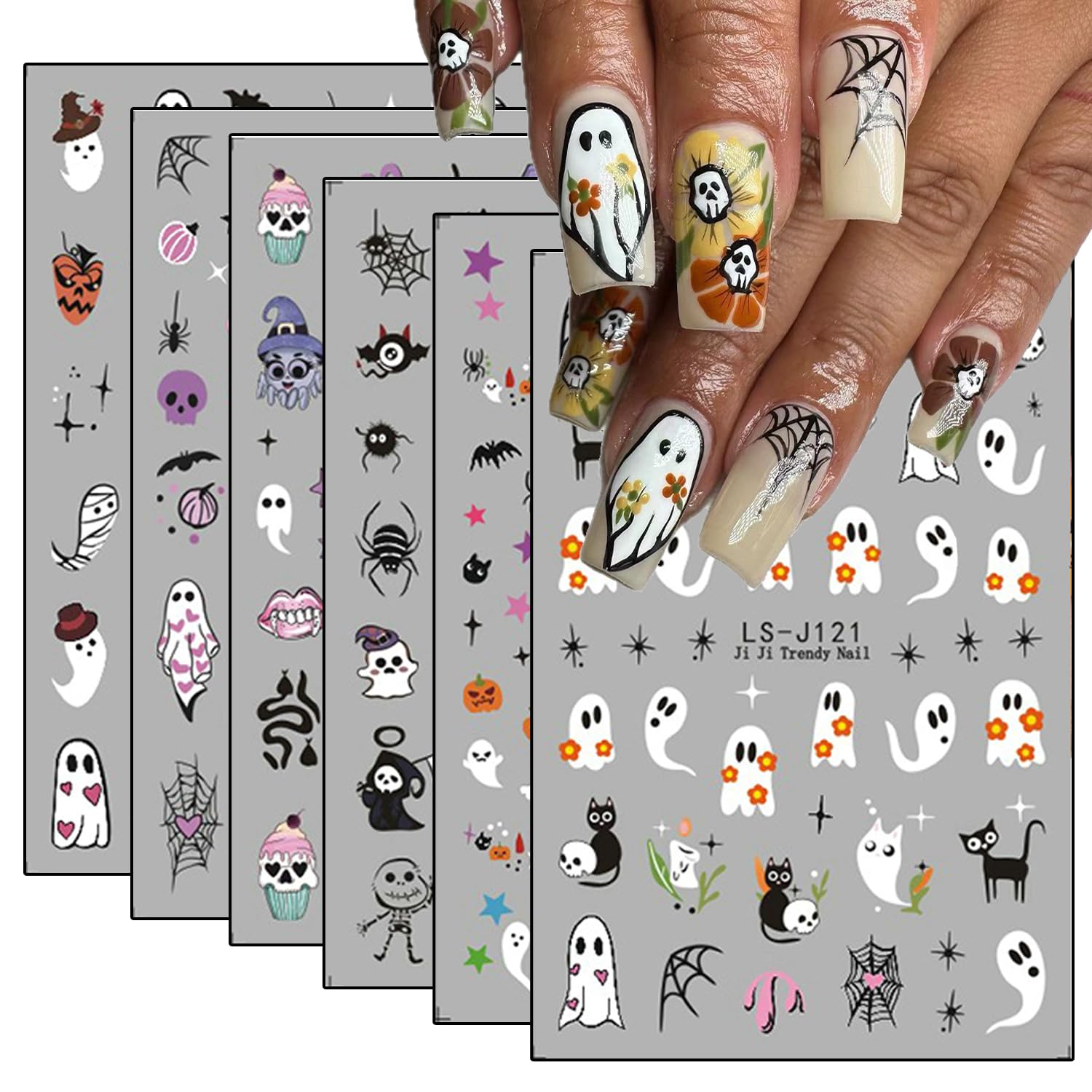 Halloween Nail Stickers - Cute Ghosts & Pumpkins -29