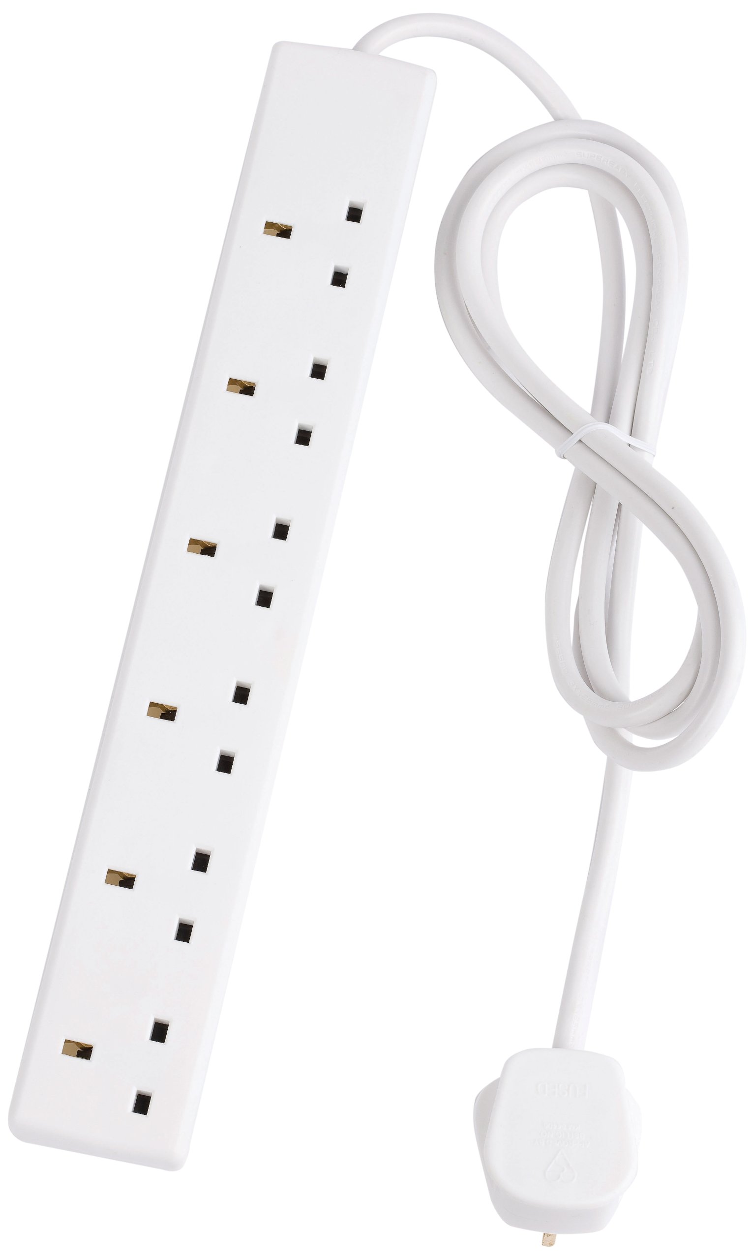 Smj Electrical White 13A 6G 2 Metre Extension Lead