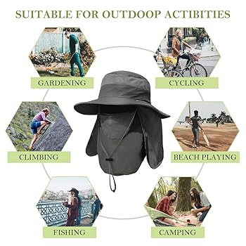 ZEXIAN 2 Pieces Men's Wide Brim Fishing Hat Outdoor UPF 50+