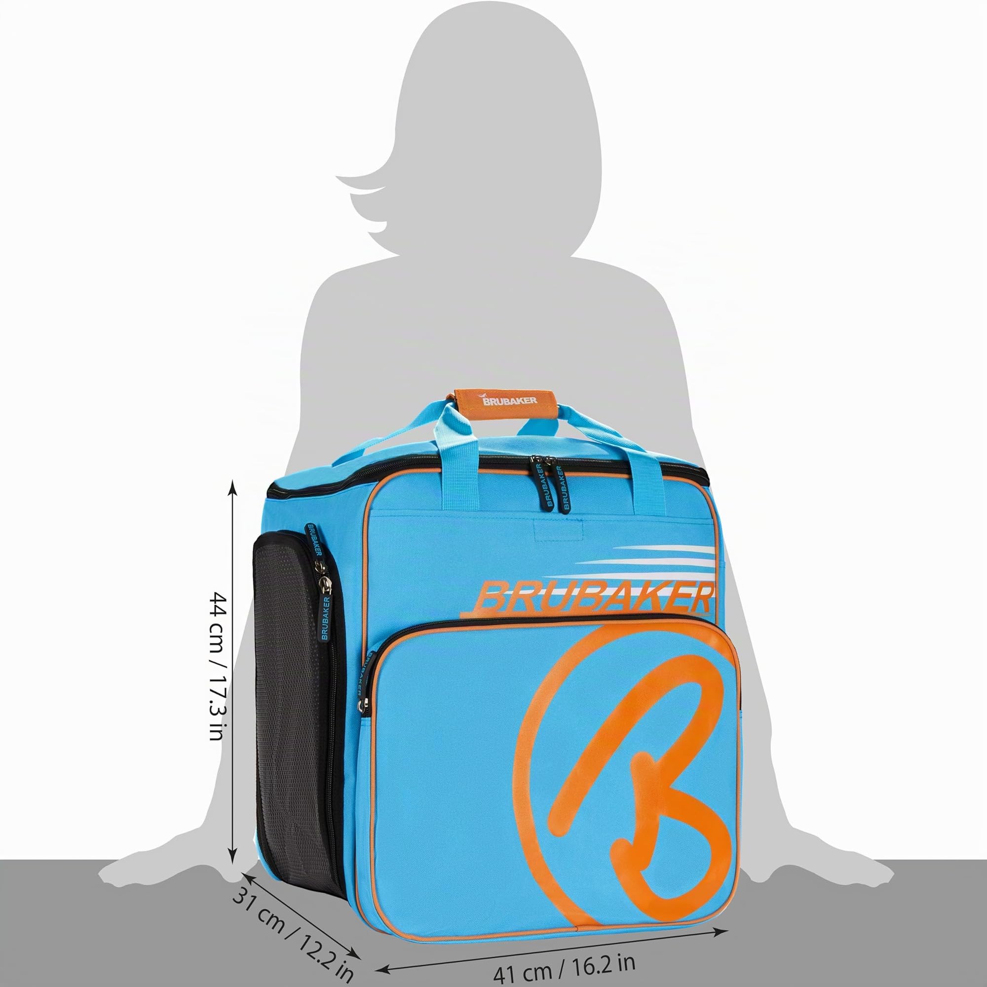 BRUBAKER Skischuhtasche Helmtasche Skischuhrucksack Super Champion Blau Orange - Limited Edition -