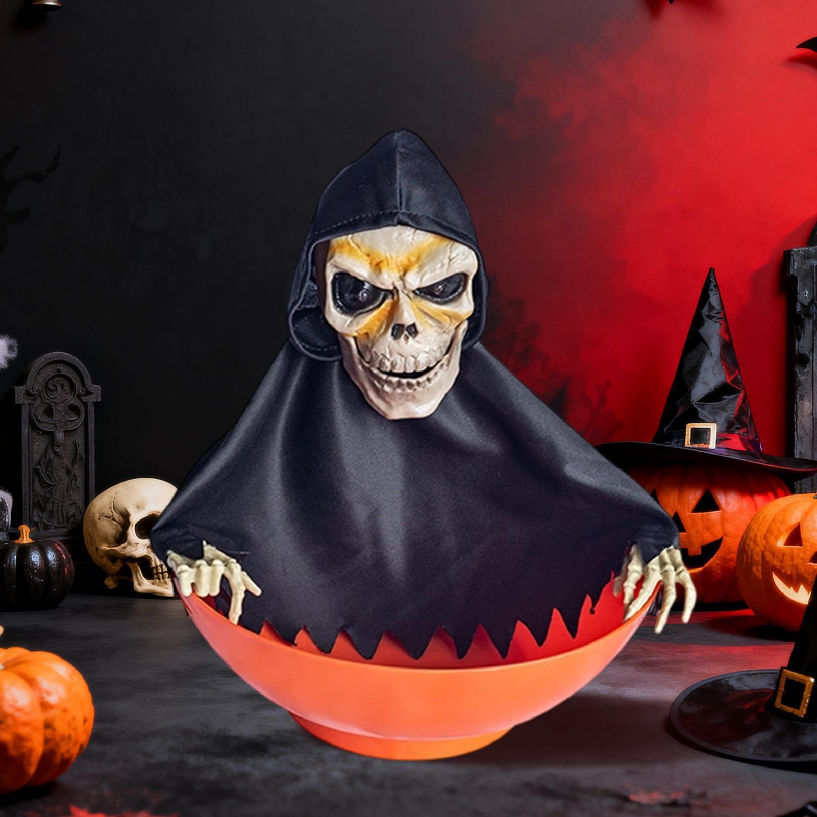 Pojemnik na Cukierki Halloween Krzyczący Szkielet Ozdoba Świąteczna | Krzyczący Pojemnik Na Słodycze Dla Domu, Mieszkania, Biura, Akademika, Salonu, Sypialni, Gabinetu, Na Półkę I