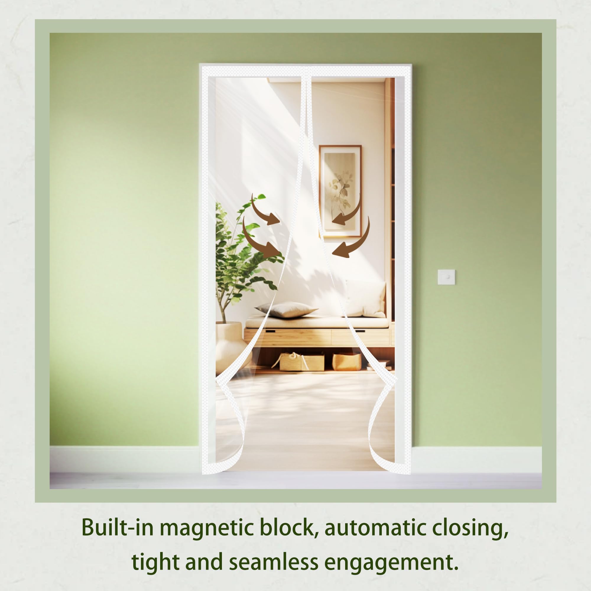 Tenda Magnetica Isolante Termica 135 x 277 cm Impermeabile Contro Freddo Isolamento Termico Tenda Eva Traslucido Antipolvere per Porte Finestra D'Ingresso Cucina Soggiorno, Bianco