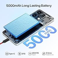 Vista 5 de UMIDIGI Nota 100 teléfonos desbloqueados NFC, teléfono celular Android 14, 16 (8+8) GB+256GB/TF 1 TB, teléfono Android 4G Dual SIM, pantalla HD