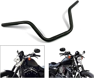 Motorcycle Hanger 1 inch 25mm Ace Cafe Racer Clubman Handlebar Handle bars handlebars Bar compatible with Harley Sportster XL883 XL1200(Black)