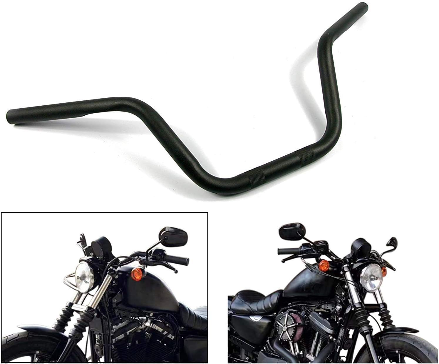 Motorcycle Hanger 1 inch 25mm Ace Cafe Racer Clubman Handlebar Handle bars handlebars Bar compatible with Harley Sportster XL883 XL1200(Black)