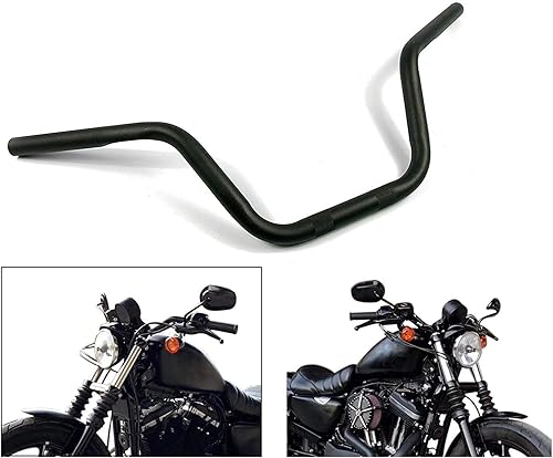Colgador de motocicleta de 1 pulgada 0.984 in Ace Cafe Racer Clubman manillar manillar barra compatible con Harley Sportster XL883 XL1200 (negro)