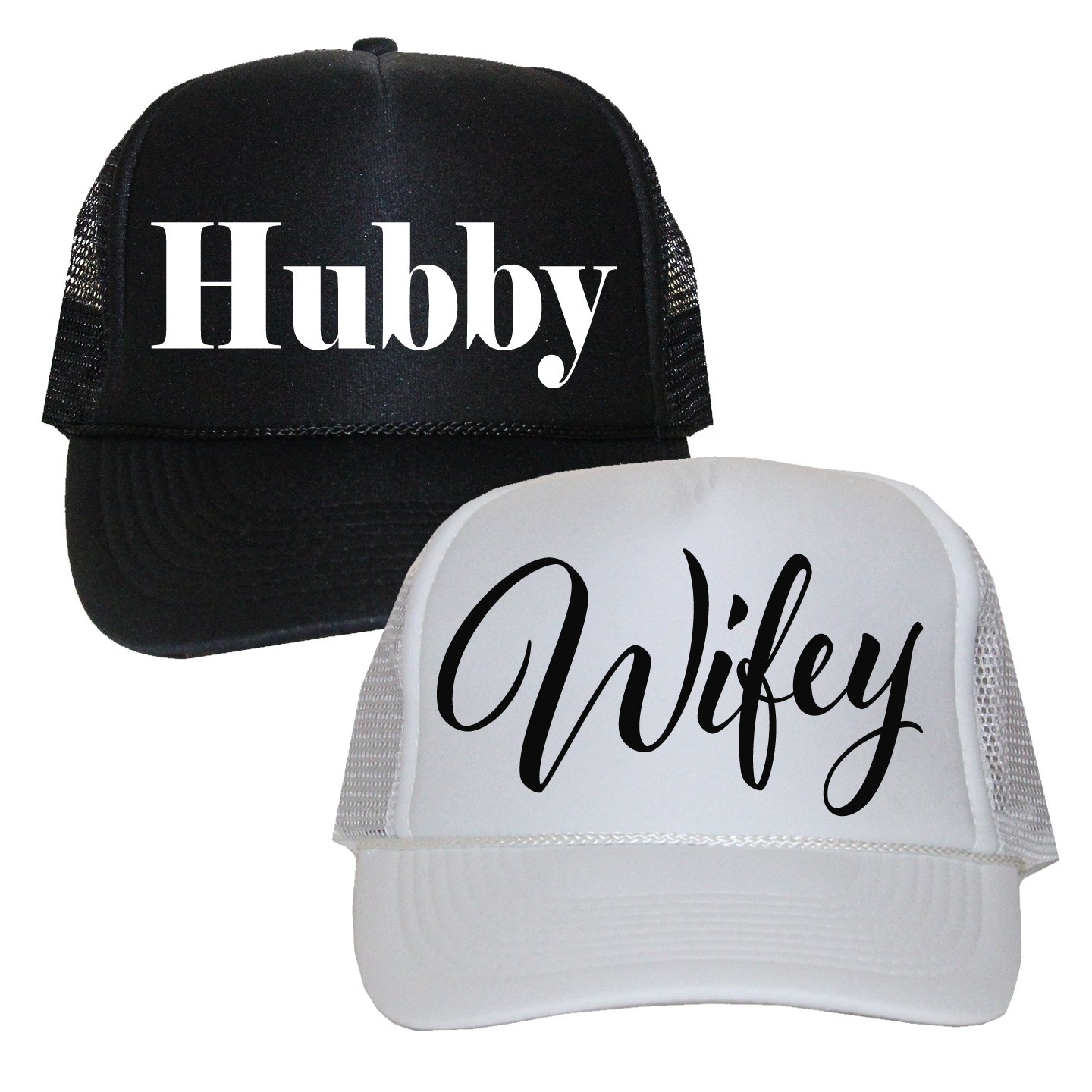Classy Bride Wifey and Hubby Trucker Hats