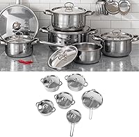 Vista 3 de Yosoo Stainless Steel Cookware Set, Nonstick Saucepan Sauce Pot Professional Cooking Pan with Lid, Induction Kitchen Cooking Set