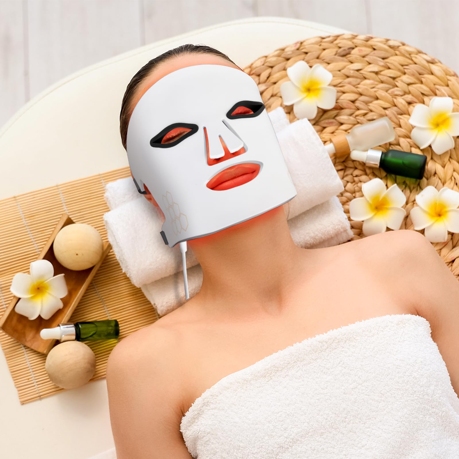 FSA, HSA berechtigte Hsaiiae LED-Lichttherapiemaske, Infrarot-Mittel zur Linderung von Steifheit, Dual-Modi für Akne-Lösung und Hautpflege, 4 Farblicht-Einstellungen