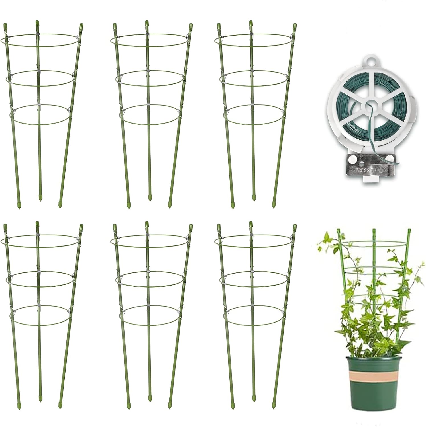 Plant Support Cages 6 Pack 18 inch Small Tomato Cages and Supports, Upgrade Garden