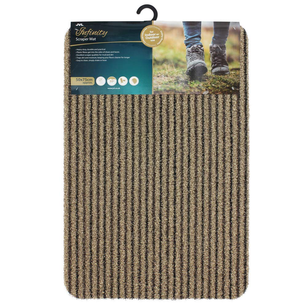 JVL Infinity Entrance Door Mat 50x75cm Beige