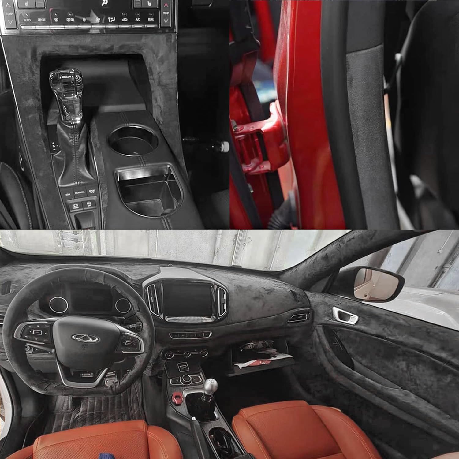 Tissu en microfibre autocollant pour cockpit, aspect daim, cuir synthétique, aspect daim extensible, tissu velours, 300 x 150 cm (gris neutre)
