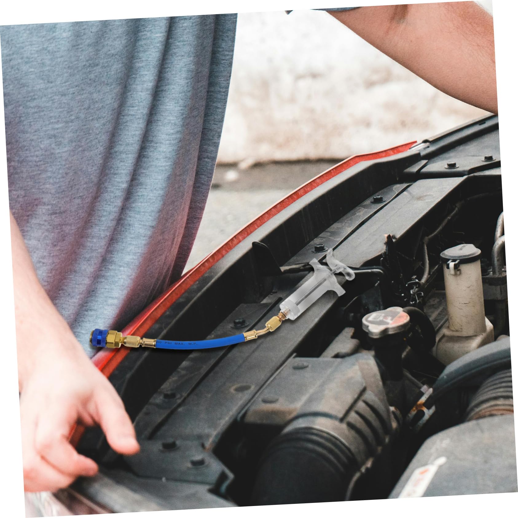 FUNOMOCYA 1set Oil and Dye Injector Kit for Automotive Maintenance Manual Tool for Precise Engine Oil and Coolant Refilling Essential for Air-Conditioned Vehicles