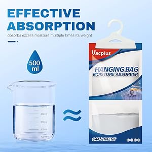Vacplus Moisture Absorbers Packets, Fragrance Free 20 Pack, Humidity Packs, Dessicant Packets, Hanging Closet Dehumidifier Bags, Dehumidifier for Bathroom, Blue, 30.0 x 16.0 cm