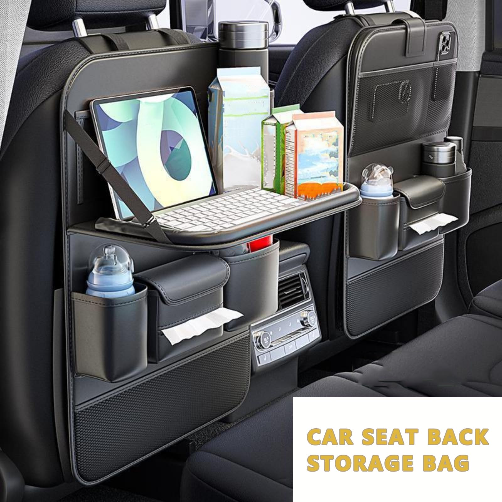 Organizador de Asiento de Coche para Chevrolet Aveo Sonic Aveo BoltImpala, Bolsa de Almacenamiento para Respaldo con Mesa Plegable, Protector de Asiento de Cuero PU Impermeable