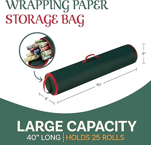 Miniatura 2 de Bolsa de almacenamiento de papel de regalo - Organizador de papel de regalo de 40 pulgadas - Capacidad para hasta 25 rollos de papel de regalo