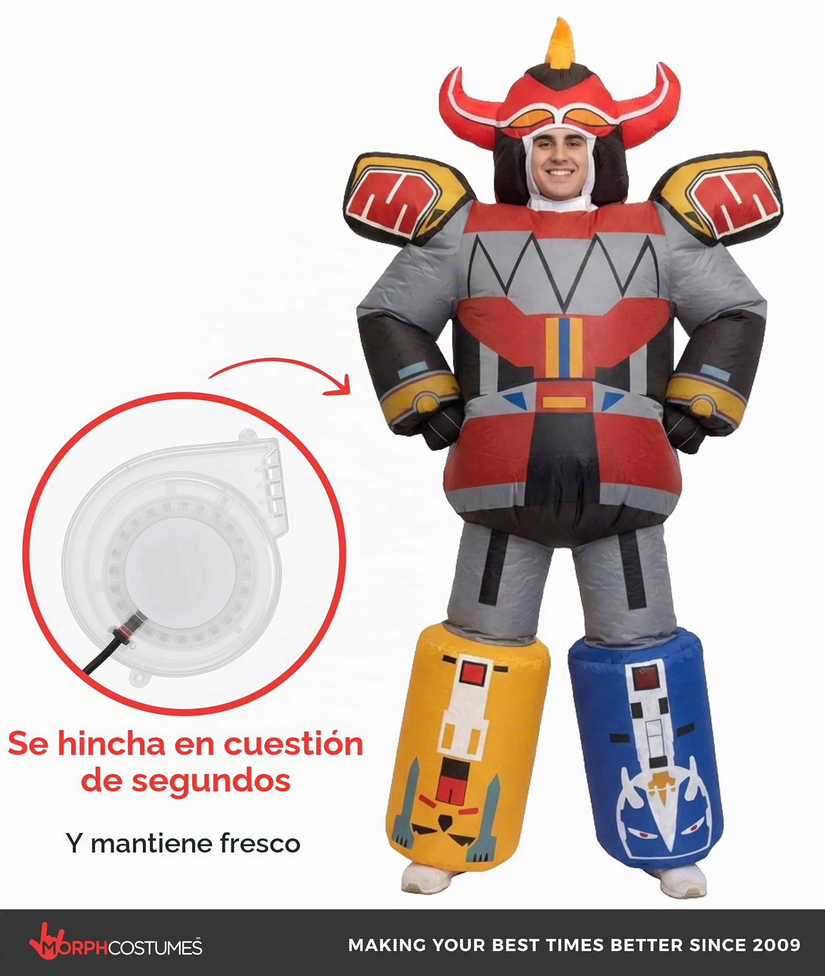 Morph Disfraz Power Ranger, Disfraces Hinchable, Traje Inflable Megazord, Disfraces Power Rangers, Disfraz Carnaval Adulto