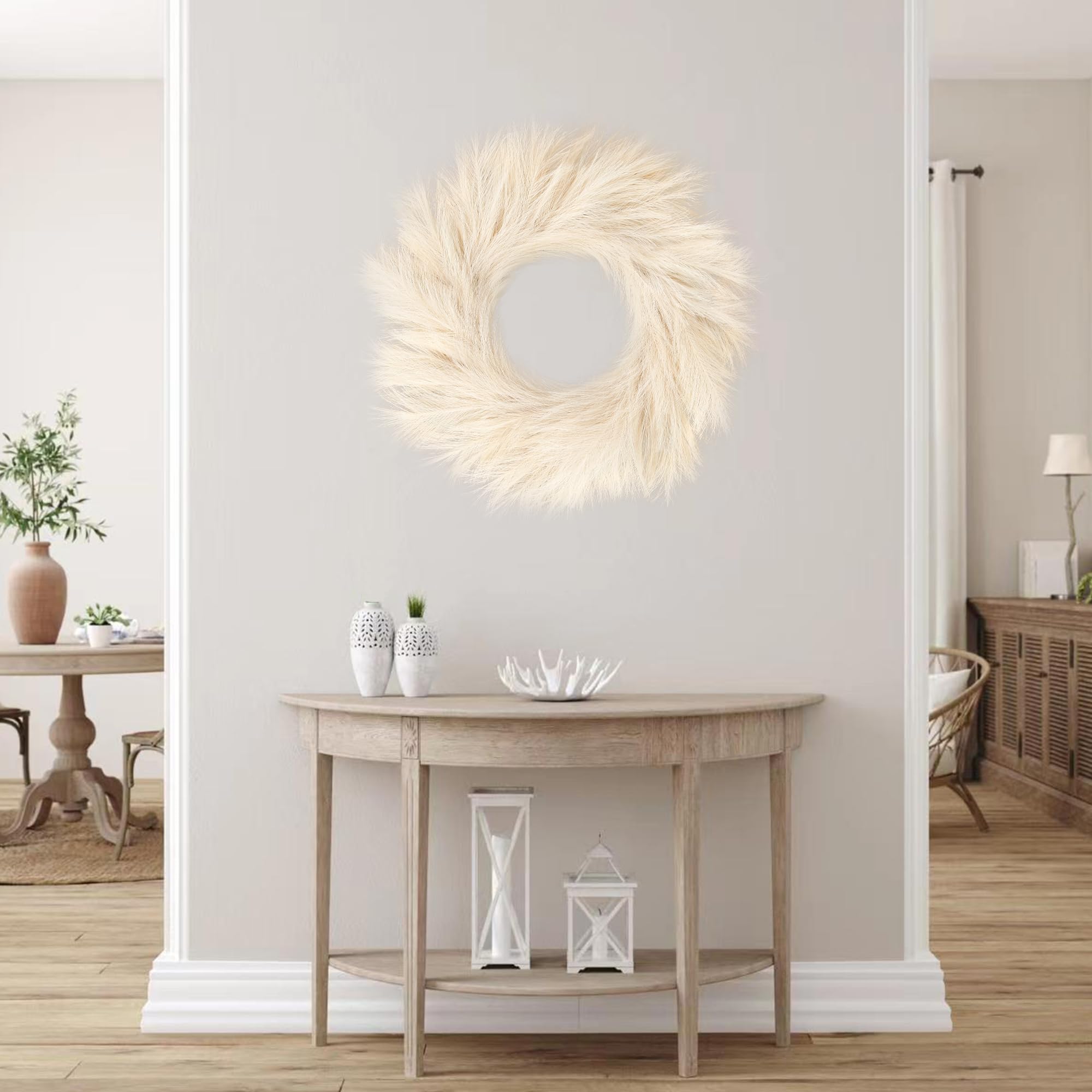 Sggvecsy Pampasgras-Kranz 66 Cm - Boho Deko Für Haustür & Wohnung