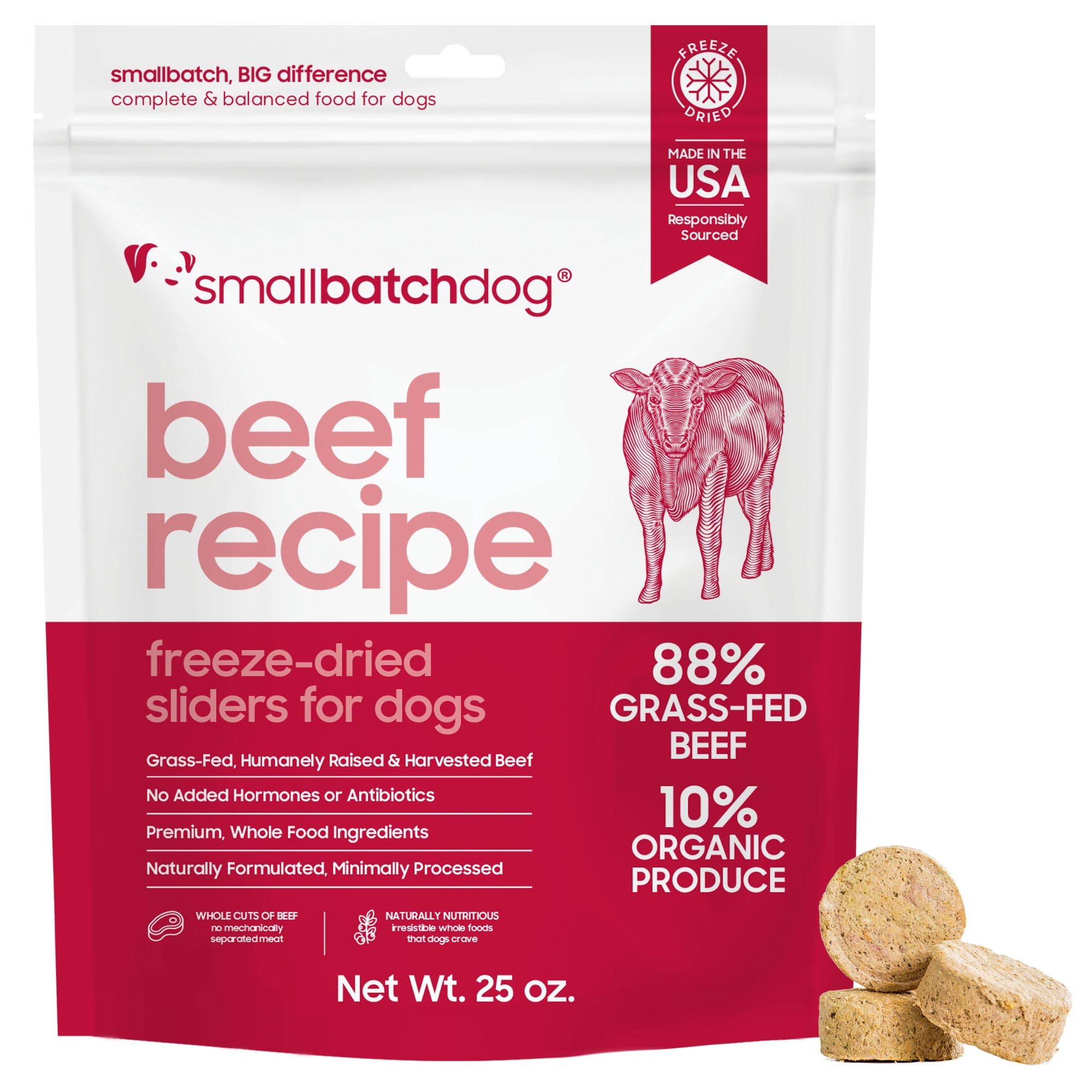 Smallbatch Pets Freeze Dried Raw Dog Food, Beef Recipe