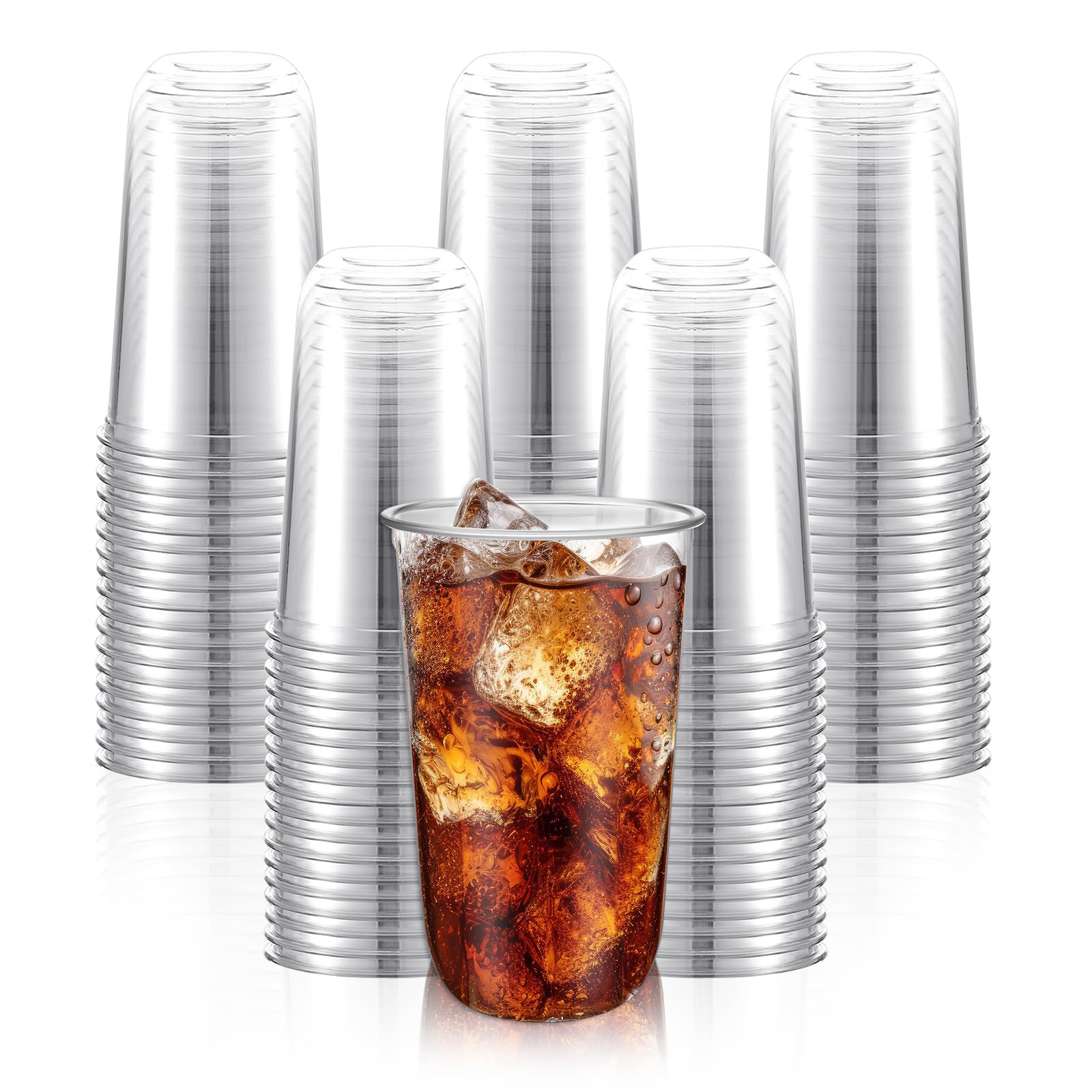 100 Pcs Plastic Stemless Wine Glasses Disposable Plastic Wine Glasses for Parties Weddings Birthdays Cocktail(Clear,18oz)