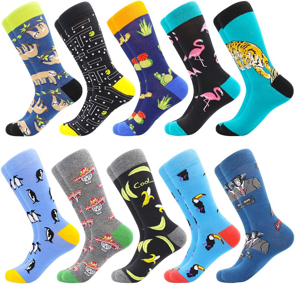 Funny Socks for Men, Crazy Novelty Mens Dress Socks, Silly Funky Birthday & Father's Day Socks Size 8-12