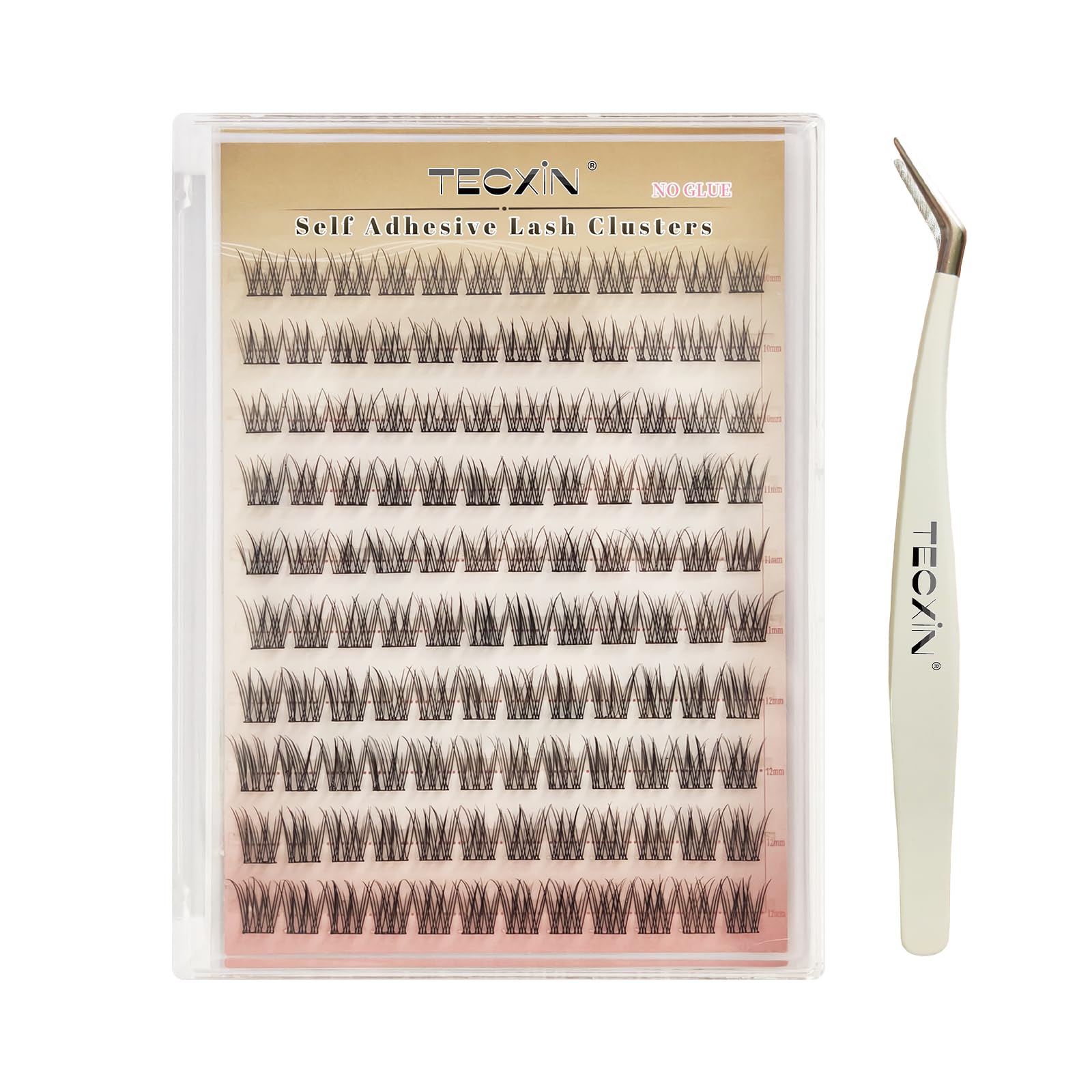 Tecxin-Mix Natural Lash Clusters Kit Extentions Korean Self Adhesive Clusters False Eyelashes Easy Appy,Press On Pre-glued Tech,No Glue,and No Sticky Residue,10-12mm 120 Pcs Gift for Women, Her, Wife