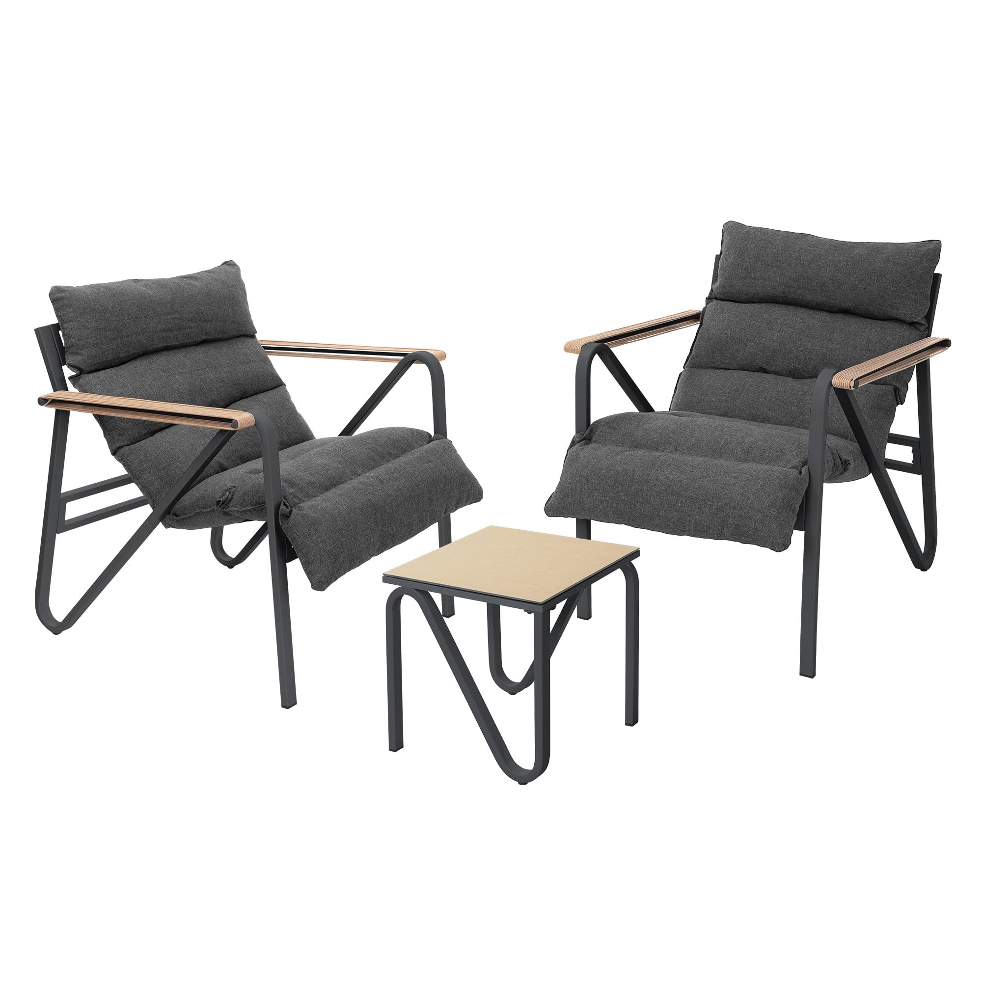 ML-Design Set Mobili da Giardino 3 Pezzi, Set Bistrot da Esterno in Acciaio, Grigio - Antracite, Include 2 Sedie con Cuscini e 1 Tavolo, Set Lounge per Terrazza e Balcone, Resistente alle Intemperie