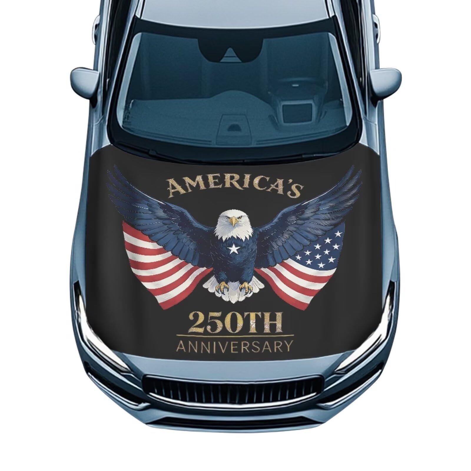 Eagle Car Hood Cover 250th Anniversary American Flag Car Hood Cover Banner for Women Men Car Bonnet Banner 4th of July Auto Accessories Decor