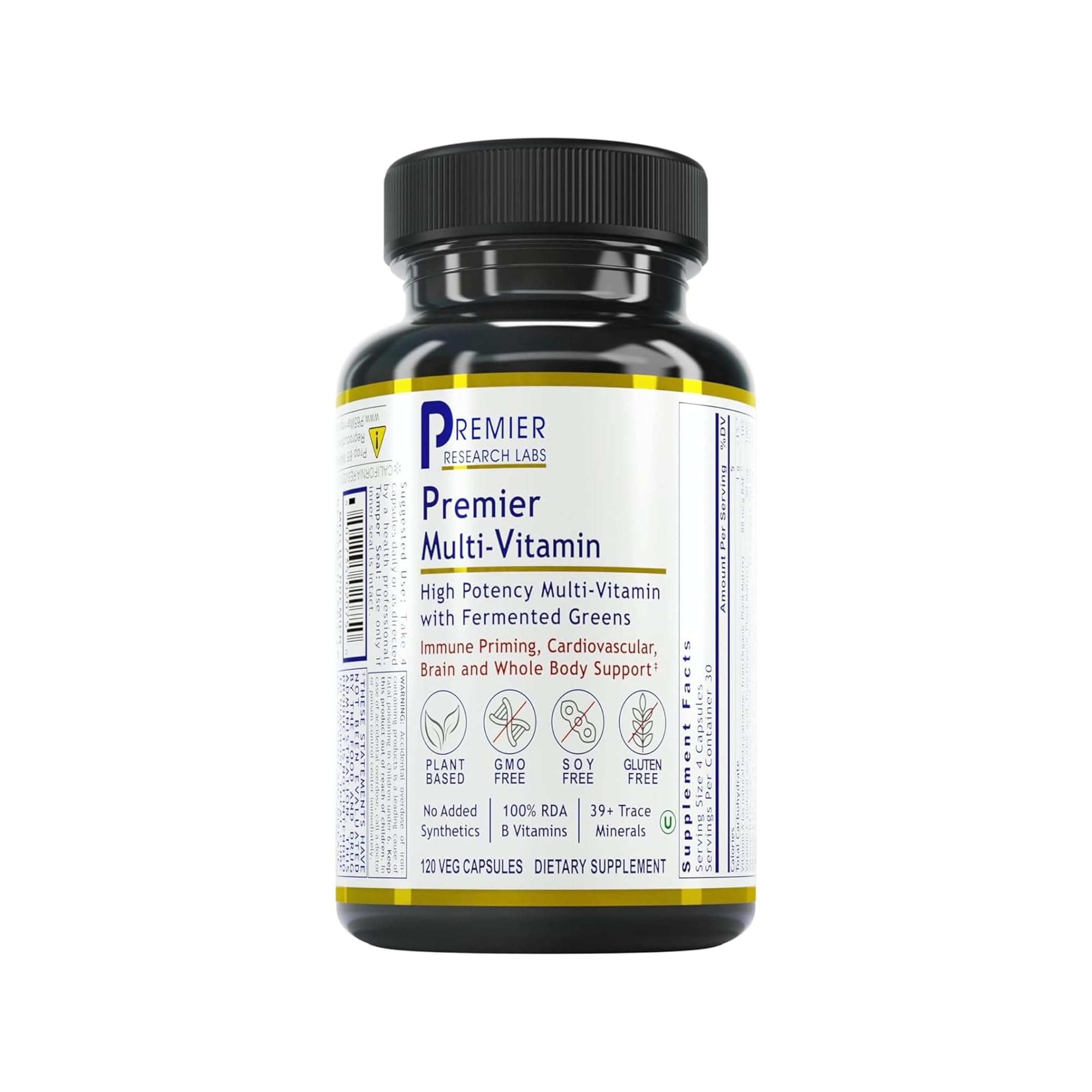 Multivitamínico Premier Research Labs - Apoyo inmunitario, cerebral y cardíaco | Con prebióticos y posbióticos | Cápsulas veganas para hombres y mujeres. Sin gluten ni soja - 120 cápsulas vegetales