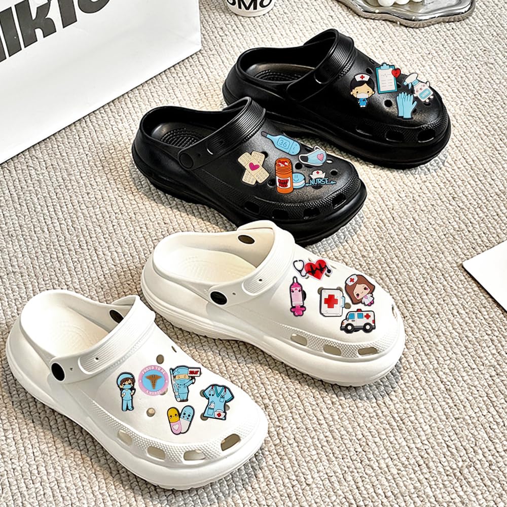 50 Piezas Adornos para Zapatos Enfermera Pins para Crocs, Charms Adornos para Zapatos, Decoración de Zapatos de Dibujos Animados, Shoe Charms de PVC, para Médicos Enfermeras Niños Adultos Niñas