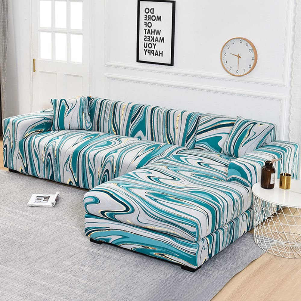 Housse de canapé d'angle élastique 3 places extensible pour salon avec chaise longue