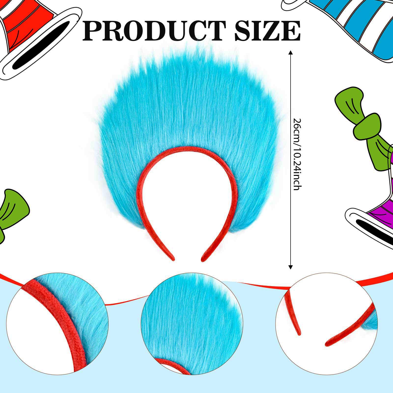 Kavoc 2Pcs Blue Fuzzy Headband for Adults for World Book Day Halloween Cosplay Party Supplies, S-M - Image 2