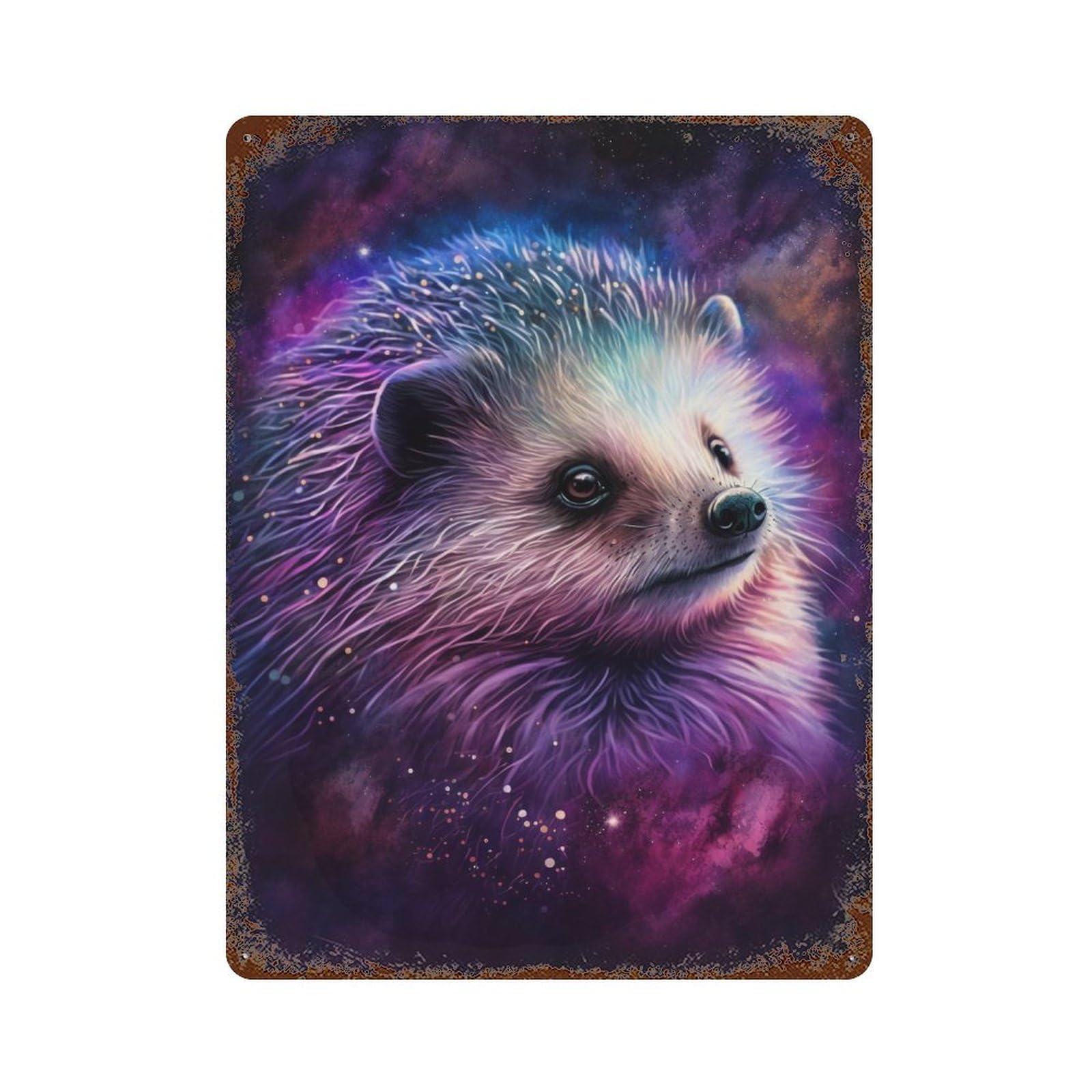 Cosmic Hedgehog Art Print-15 Rusty Metal Tin Sign 15.7"x11.8", Ideal for Shed, Workshop And Garage Wall Decor