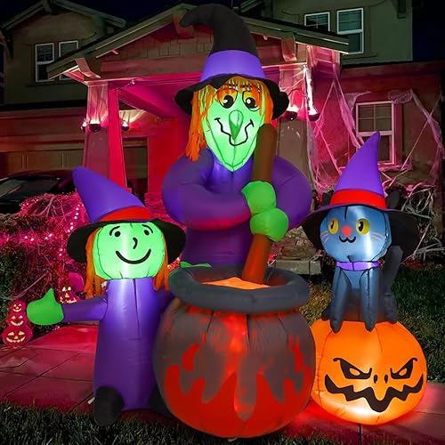 Miniatura 2 de GOOSH Paquete inflable de araña de Halloween de 8.5 pies y bruja inflable de 6 pies