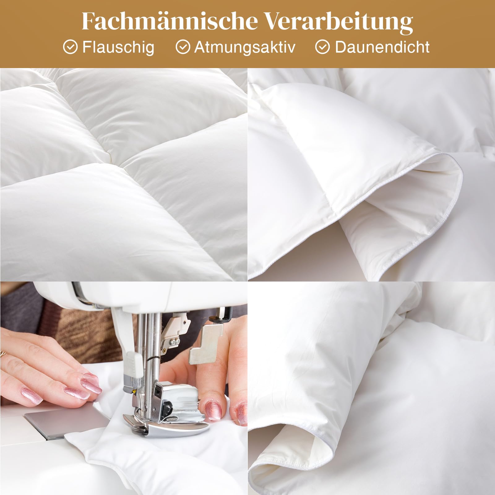 Daunendecke 135x200 Ganzjahres 100% Baumwolle, 4 Jahreszeiten Bettdecken 135 x 200 mit Gänsedaunen und Federn, Daunenbettdecke High Fluffy 3D Baffle Box für mittlere Wärme