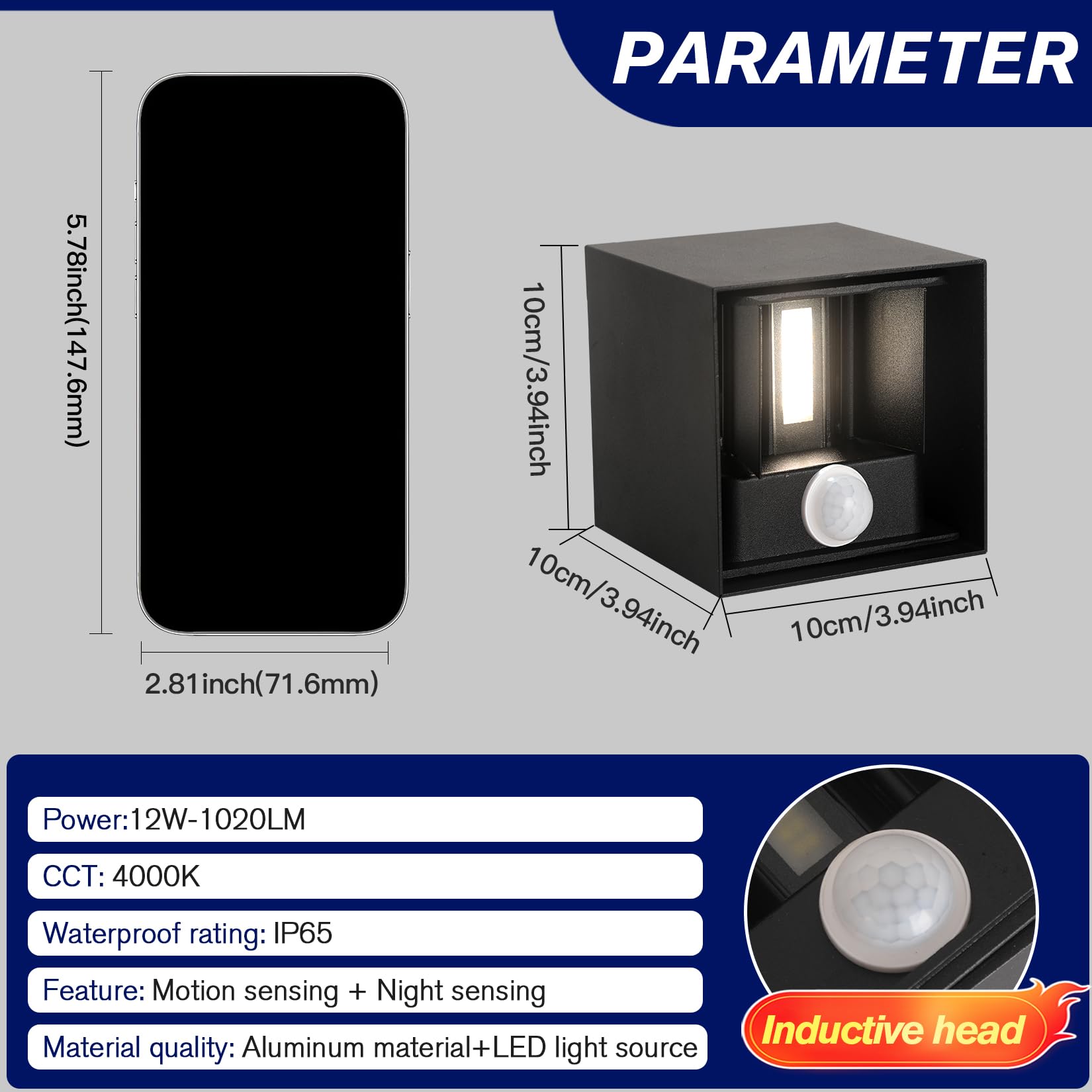 FUPE 2 Piezas LED 15W Aplique de Pared Exterior Interior Luz Ajustable de 3 Colores IP65 Impermeable Lámparas de Pared Apliques de exterior cuadrada de aluminio Ángulo de luz ajustable 11CM Antracita — view 82