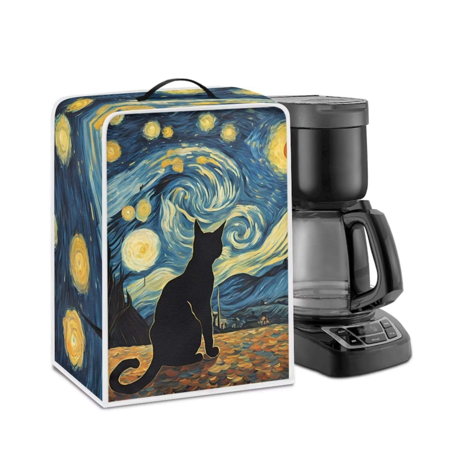 Starry Night Cat Print Coffee Machines Covers - Dust Resistant Protective Covers For Coffee Makers, Blender, Mixer, Juice Machine - Dust Proof, Washable